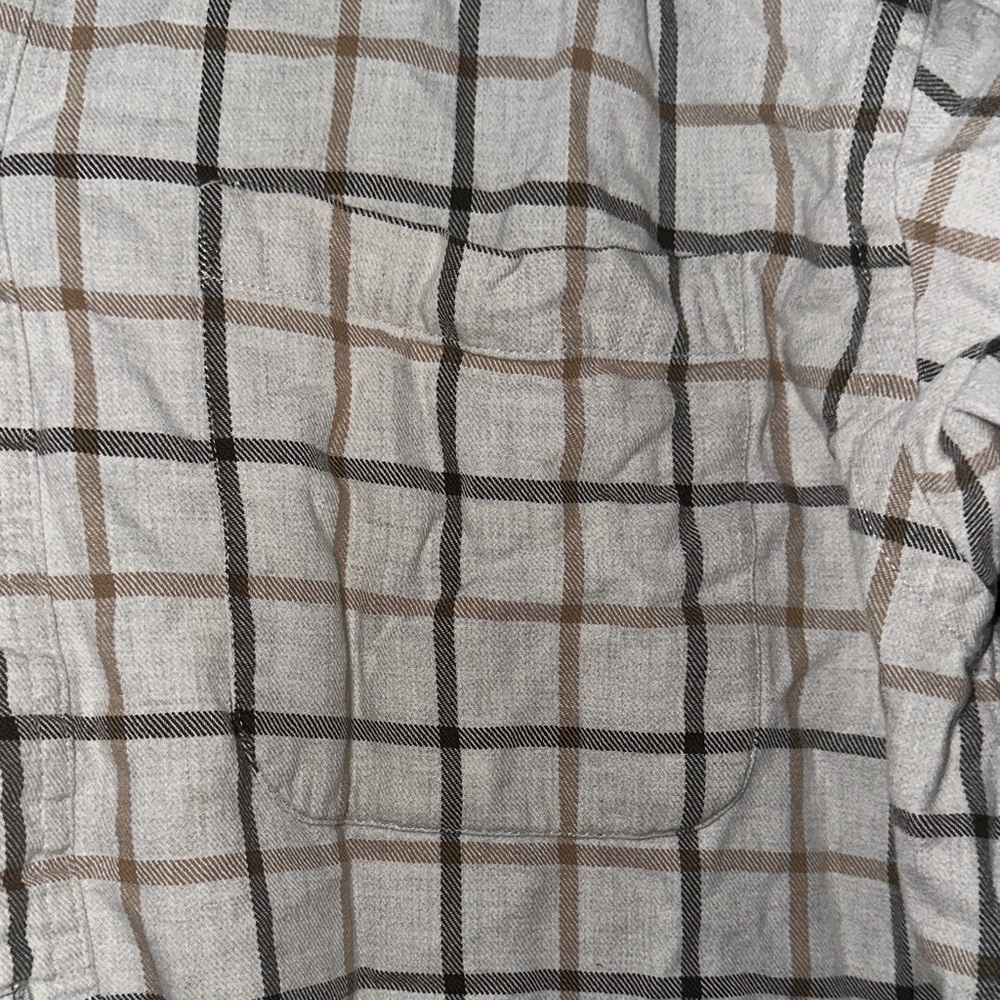 Izod Gray and Brown Plaid Casual Button Down Shirt - Picture 4 of 6